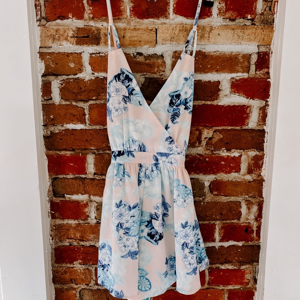 Apricot Lane Light Pink and Blue Floral Romper